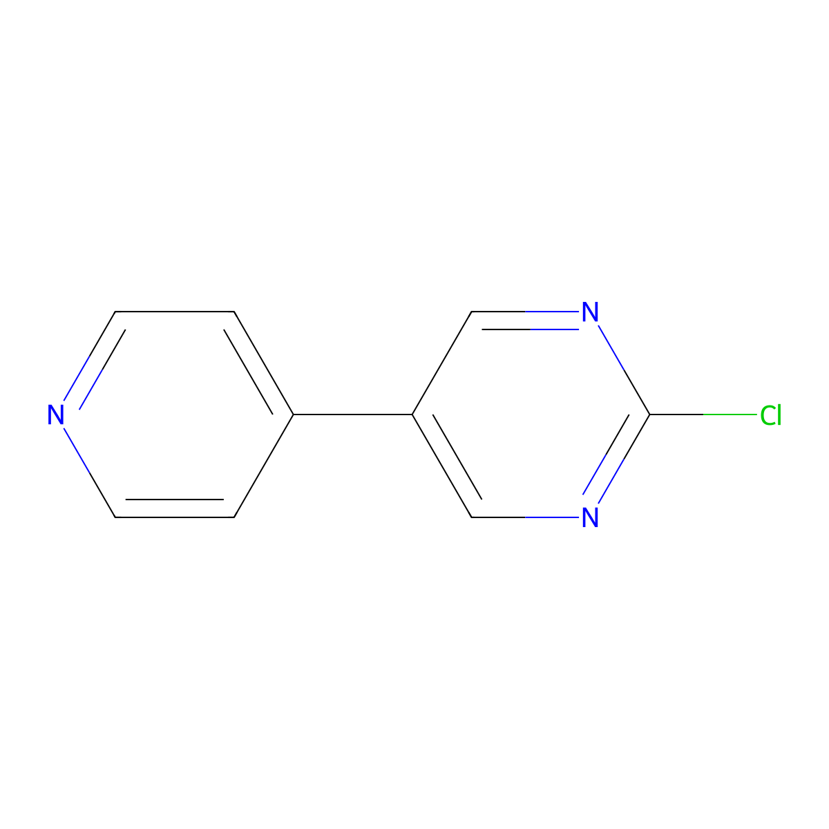 Pyrimidine, 2-chloro-5-(4-pyridinyl)- molecular structure, CAS 1211522-15-4