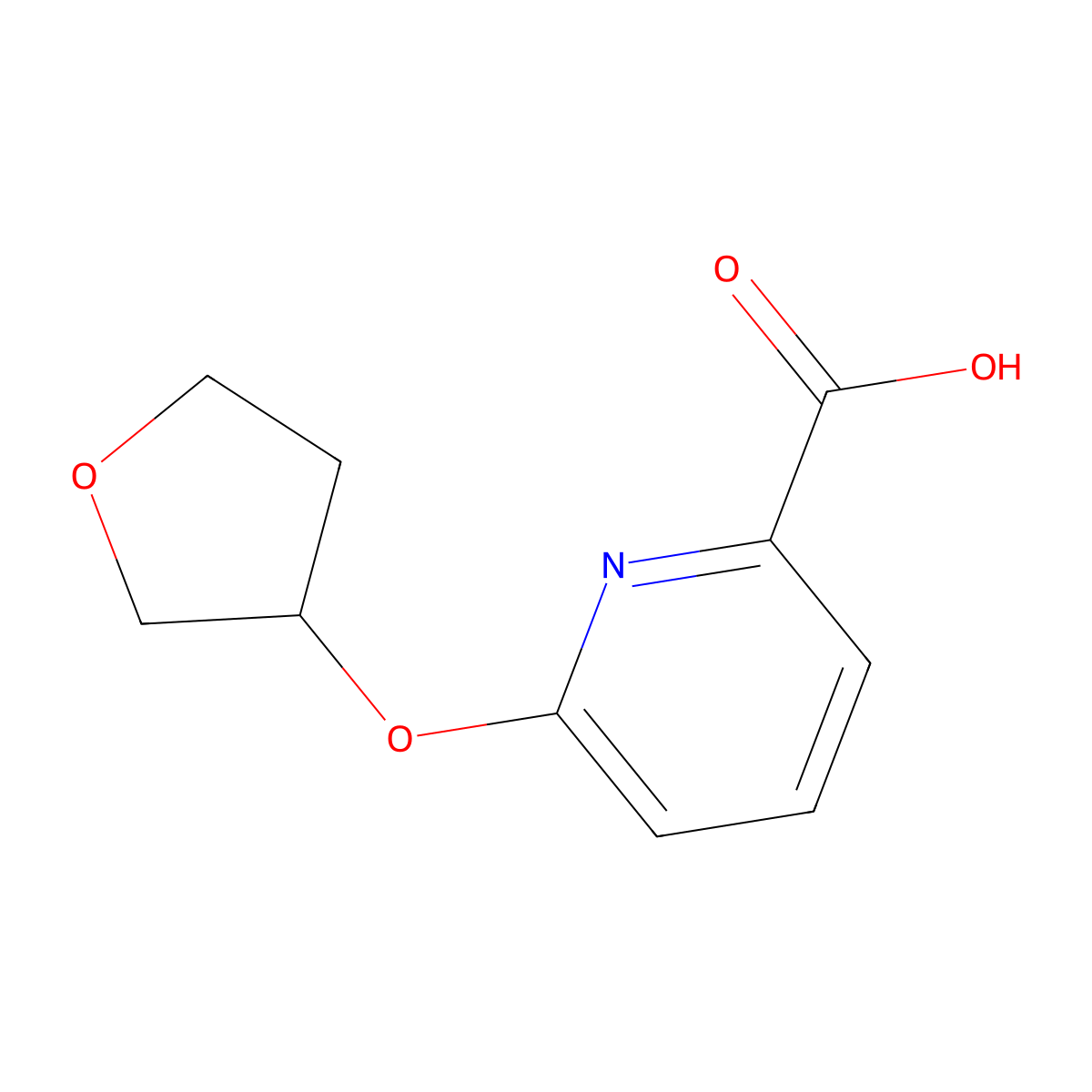 6-[(Tetrahydro-3-furanyl)oxy]-2-pyridinecarboxylic acid molecular structure, CAS 1211522-98-3