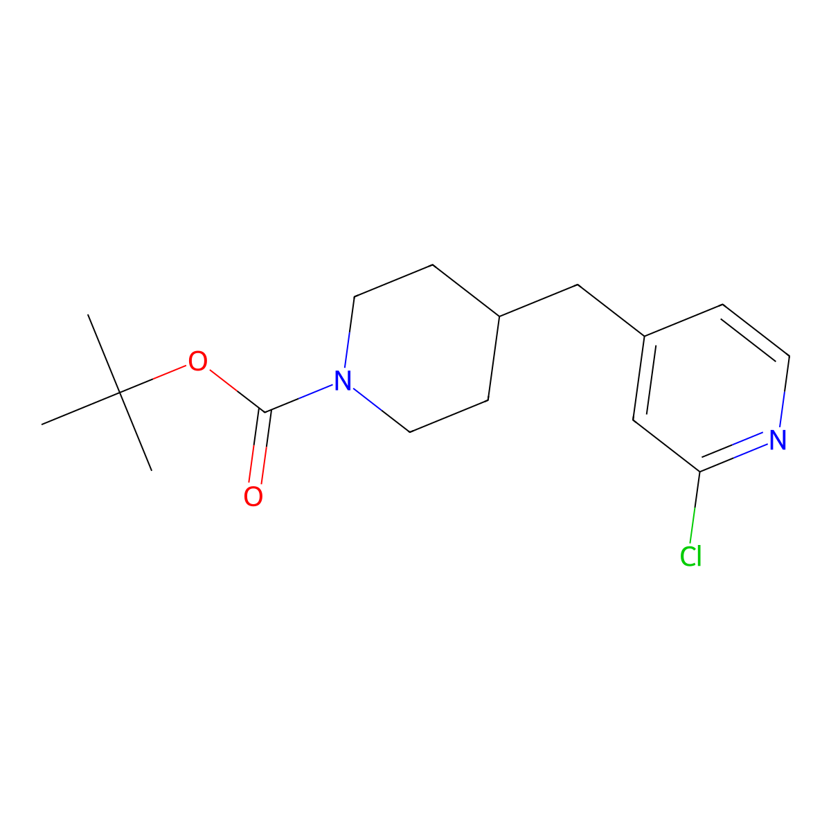 Tert-butyl 4-[(2-chloropyridin-4-yl)methyl]piperidine-1-carboxylate molecular structure, CAS 1211523-97-5