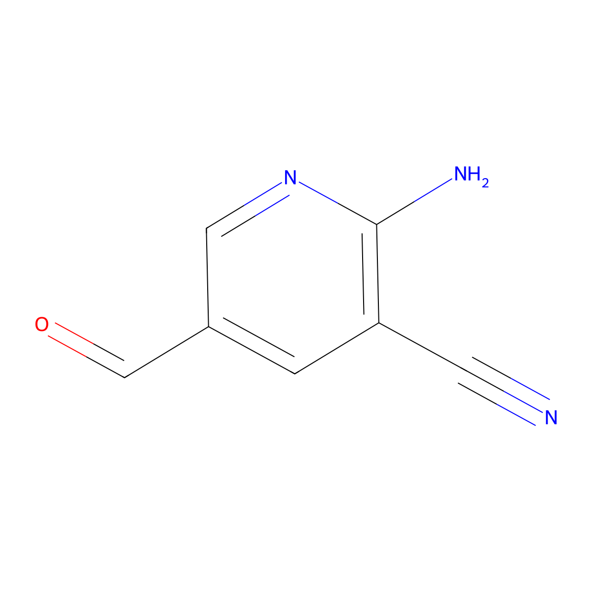 2-Amino-5-formylnicotinonitrile molecular structure, CAS 1211525-18-6
