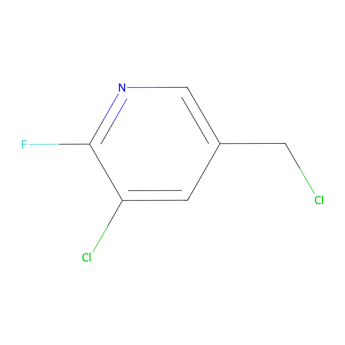 3-Chloro-5-(chloromethyl)-2-fluoropyridine molecular structure, CAS 1211525-34-6