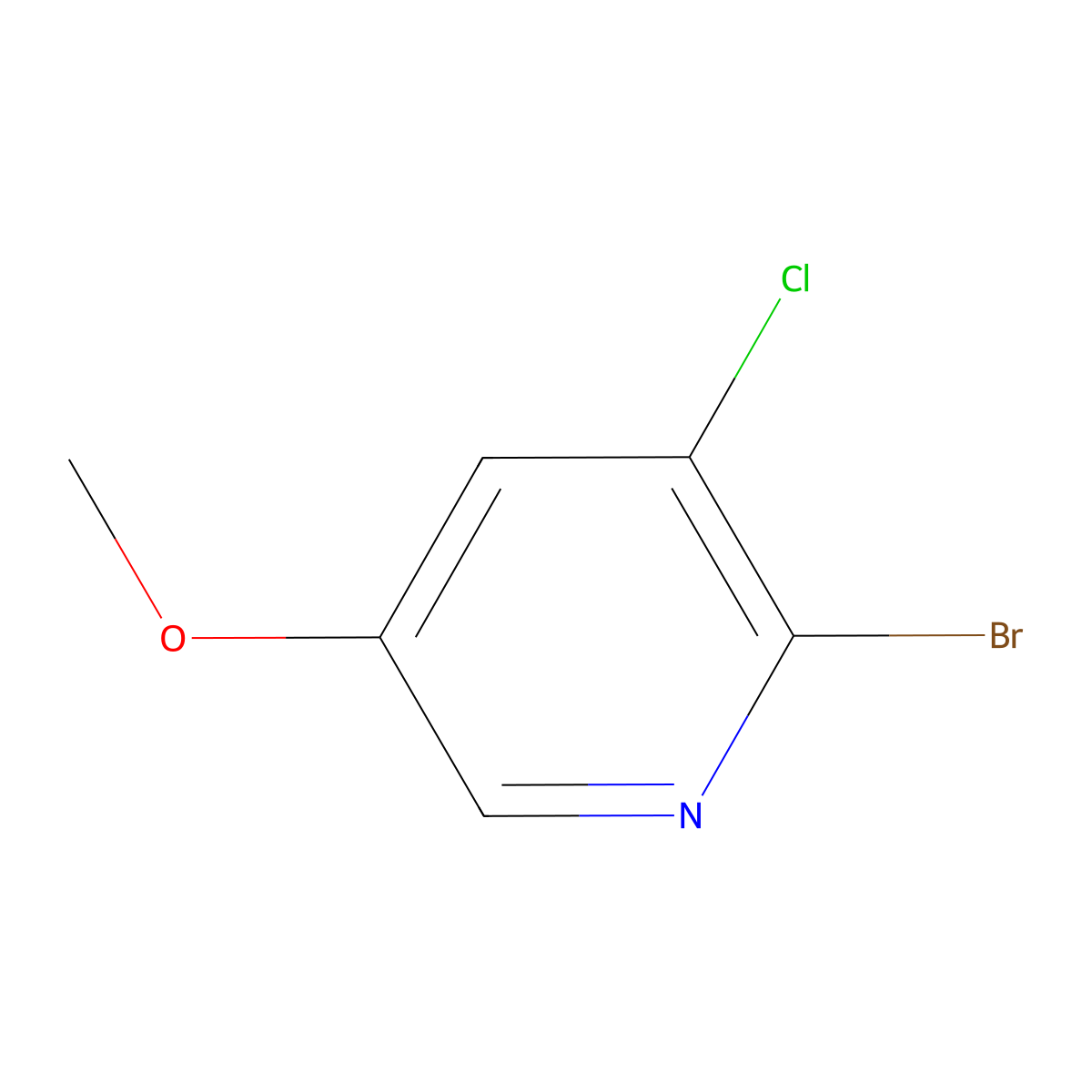2-Bromo-3-chloro-5-methoxypyridine molecular structure, CAS 1211525-38-0