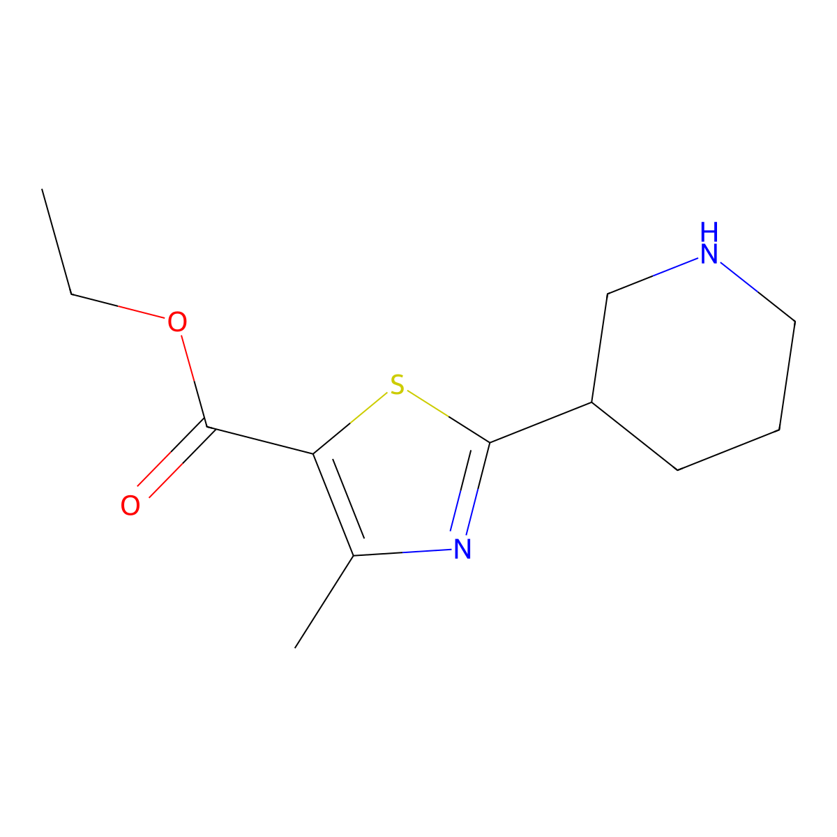 Ethyl 4-methyl-2-(piperidin-3-yl)thiazole-5-carboxylate molecular structure, CAS 1211525-47-1