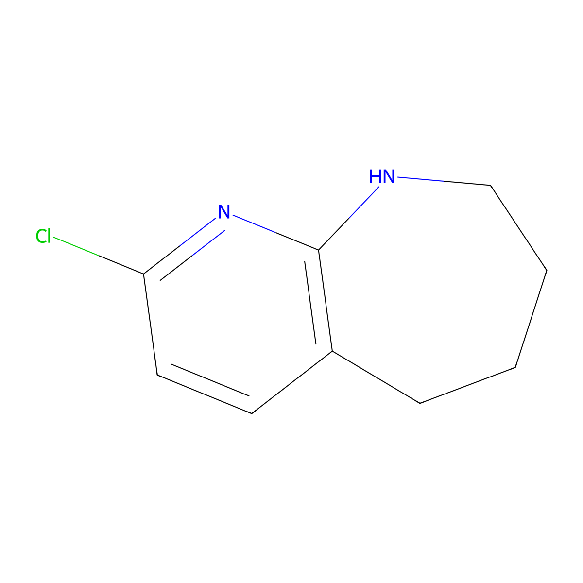 2-chloro-6,7,8,9-tetrahydro-5H-pyrido[2,3-b]azepine molecular structure, CAS 1211526-68-9