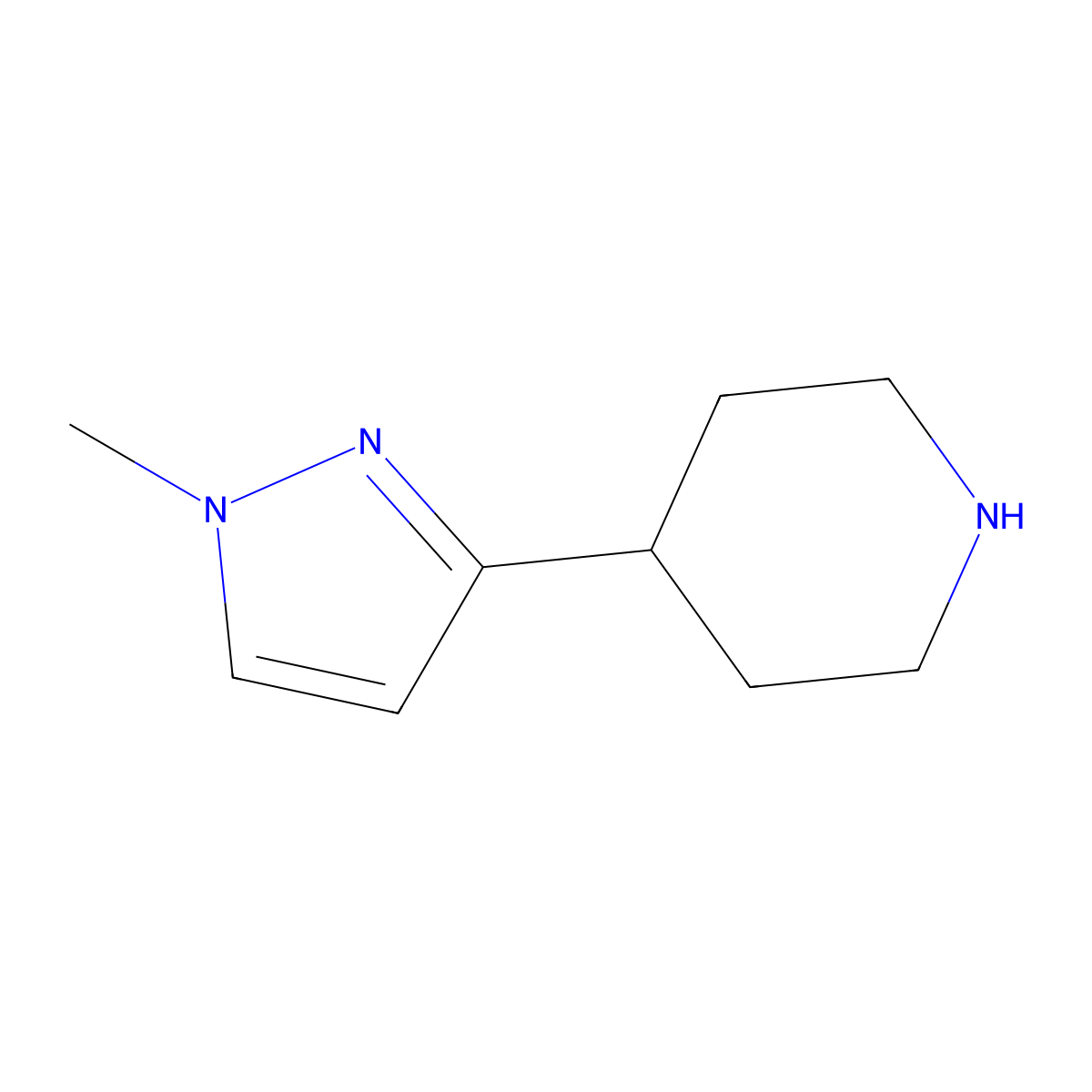 4-(1-methyl-1H-pyrazol-3-yl)piperidine molecular structure, CAS 1211527-48-8