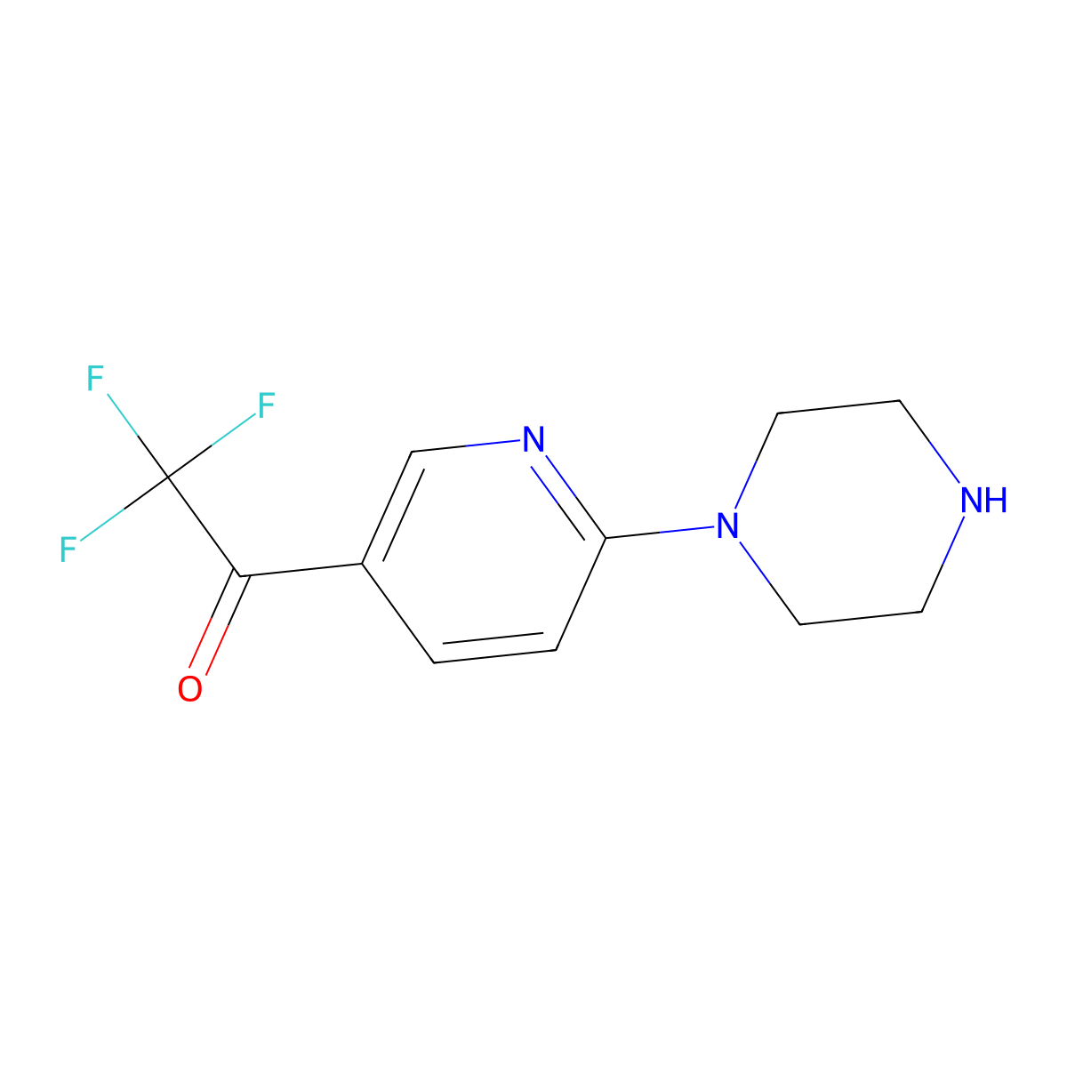 2,2,2-Trifluoro-1-[6-(piperazin-1-yl)pyridin-3-yl]ethan-1-one molecular structure, CAS 1211527-70-6