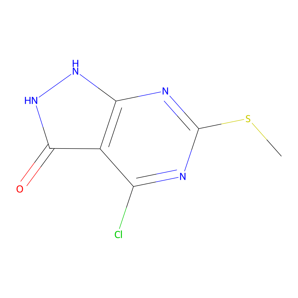 4-Chloro-6-(methylthio)-1H-pyrazolo[3,4-d]pyrimidin-3(2H)-one molecular structure, CAS 1211528-07-2