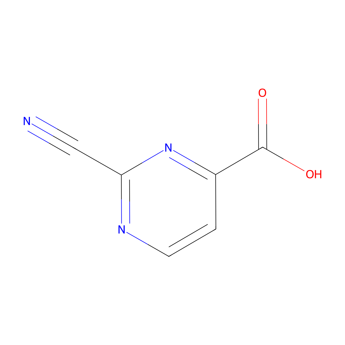 2-Cyanopyrimidine-4-carboxylic acid molecular structure, CAS 1211528-16-3