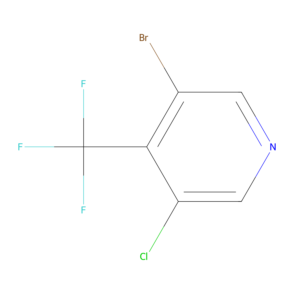 3-Bromo-5-chloro-4-(trifluoromethyl)pyridine molecular structure, CAS 1211528-99-2