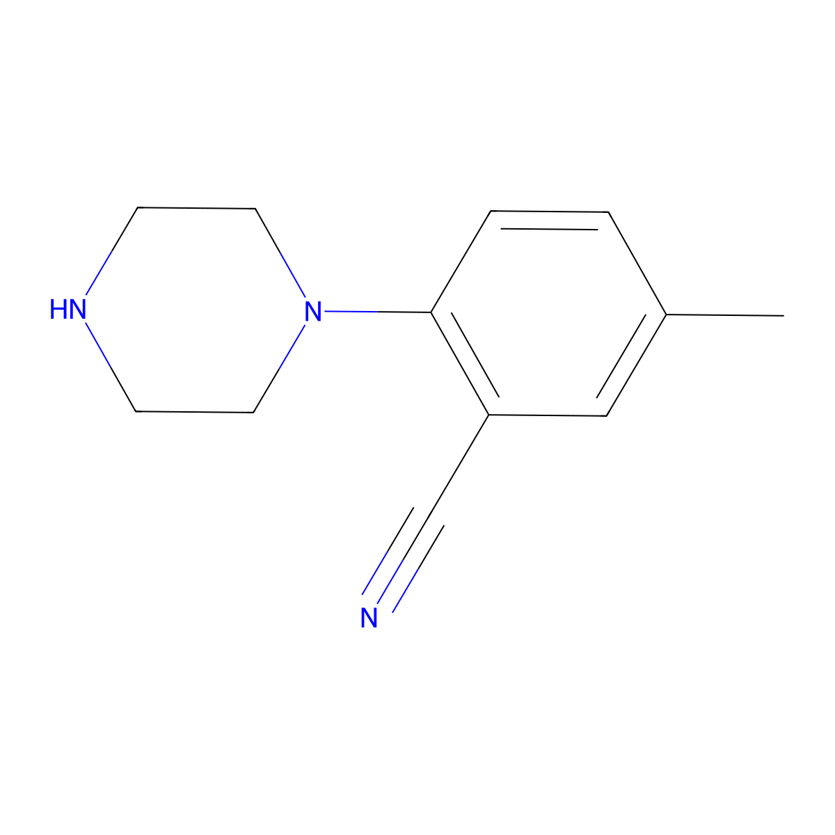 5-Methyl-2-(piperazin-1-yl)benzonitrile molecular structure, CAS 1211529-31-5