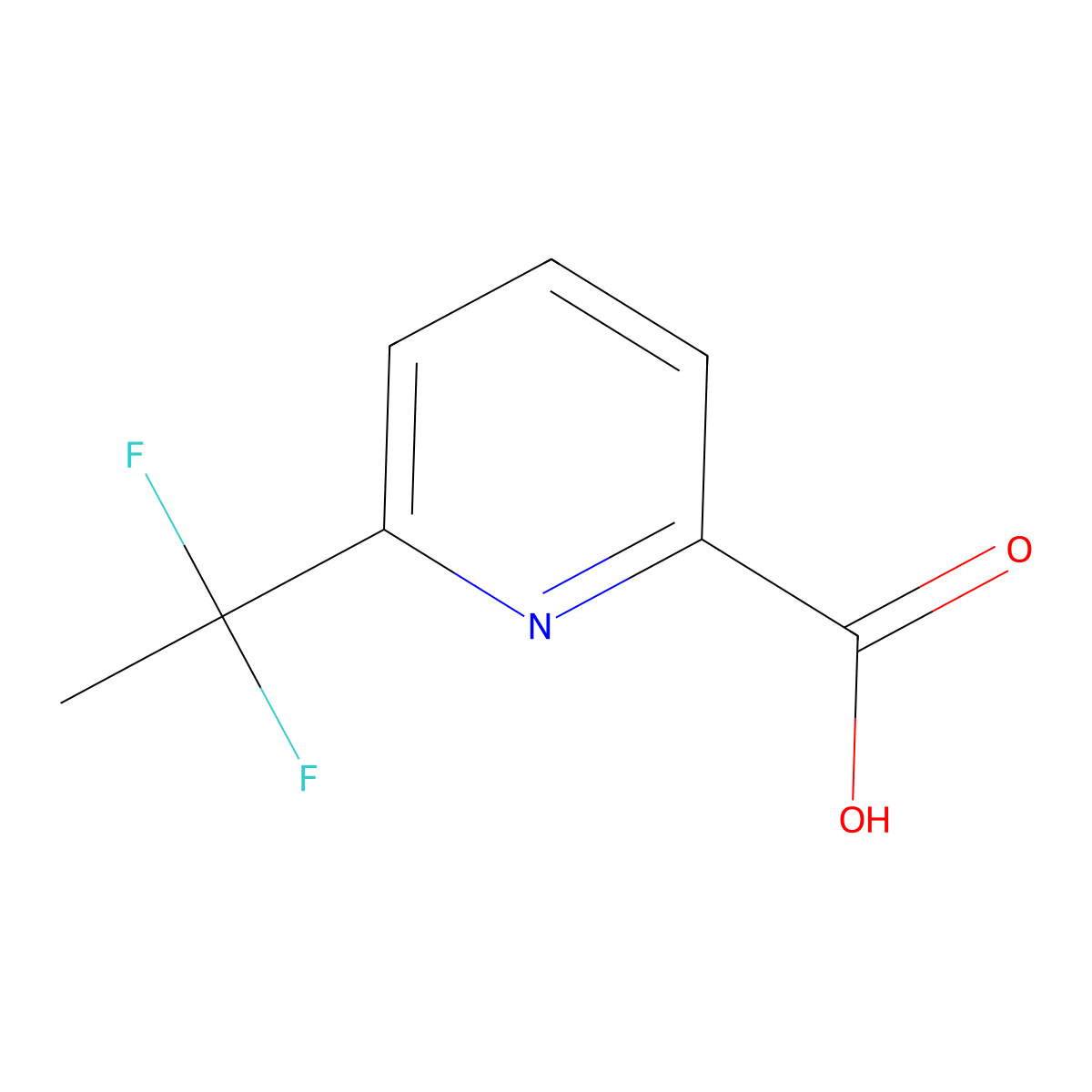 6-(1,1-Difluoroethyl)pyridine-2-carboxylic acid molecular structure, CAS 1211529-86-0
