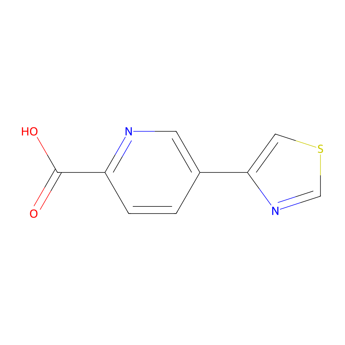5-(4-Thiazolyl)-2-pyridinecarboxylic acid molecular structure, CAS 1211529-89-3
