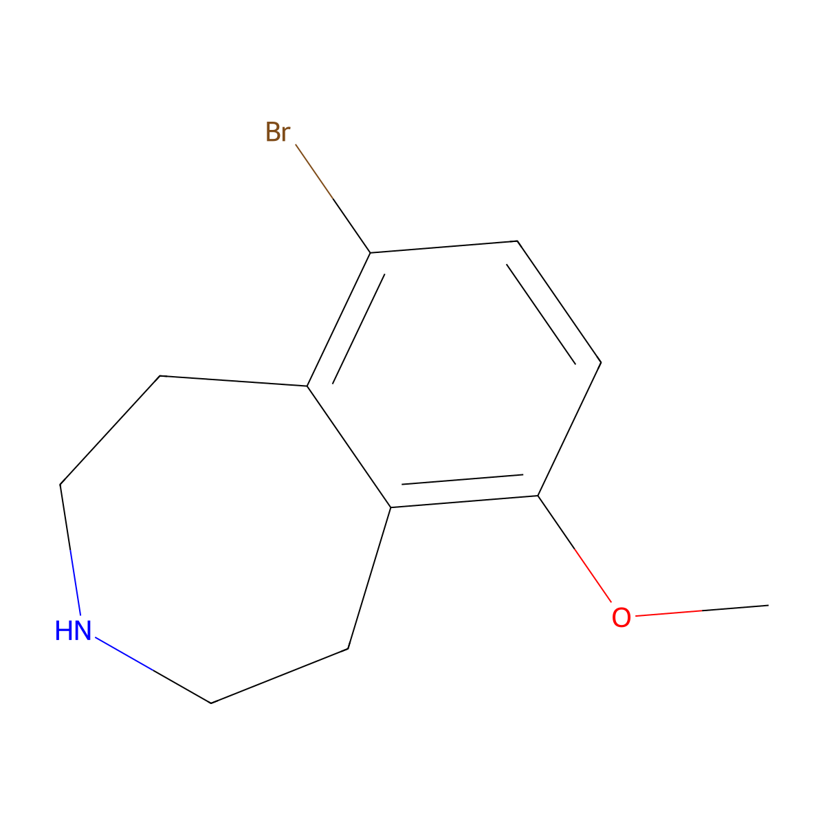 6-bromo-9-methoxy-2,3,4,5-tetrahydro-1H-3-benzazepine molecular structure, CAS 1211529-92-8