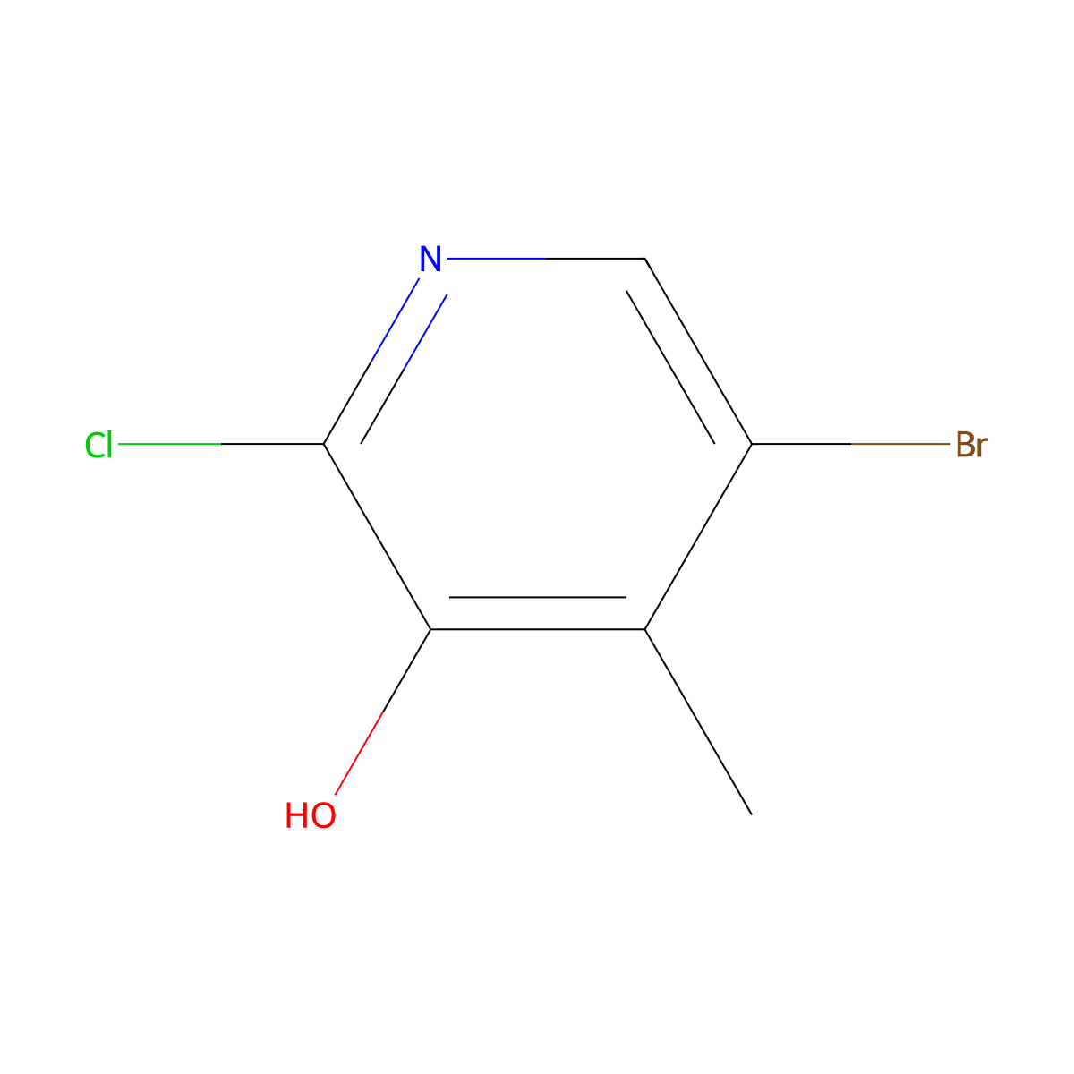 5-Bromo-2-chloro-4-methylpyridin-3-ol molecular structure, CAS 1211530-16-3