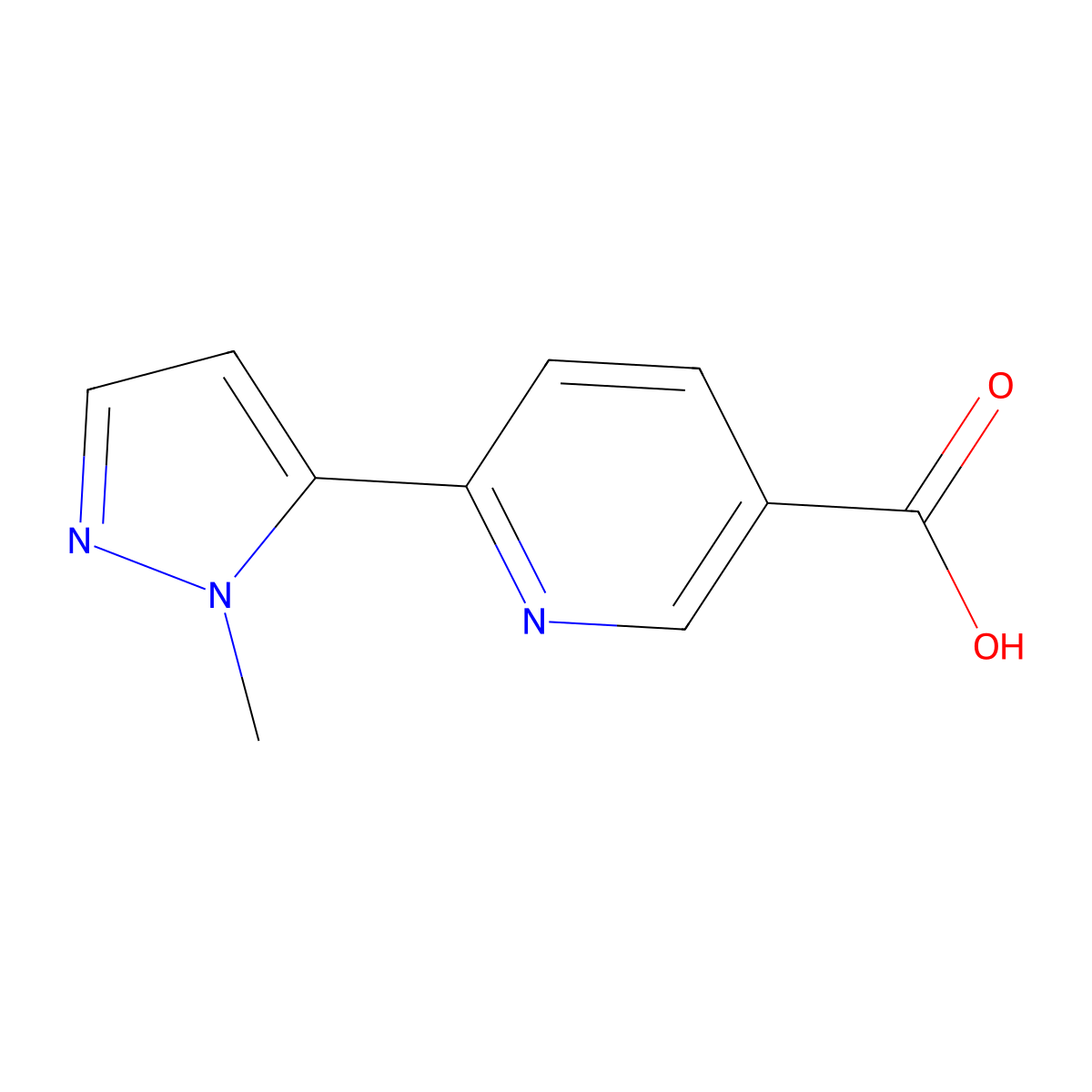 6-(1-Methyl-1H-pyrazol-5-yl)nicotinic acid molecular structure, CAS 1211530-17-4
