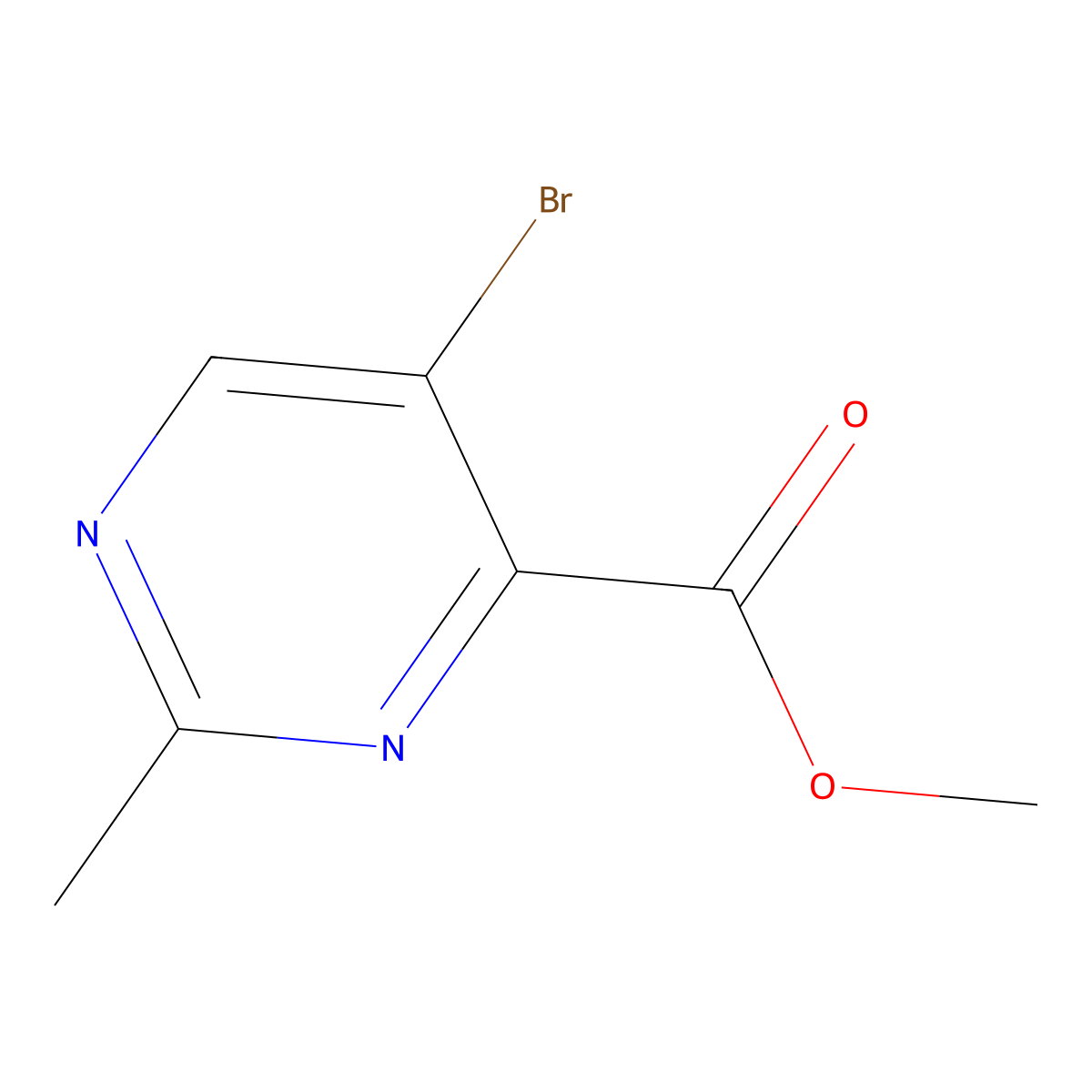 Methyl 5-bromo-2-methylpyrimidine-4-carboxylate molecular structure, CAS 1211530-20-9