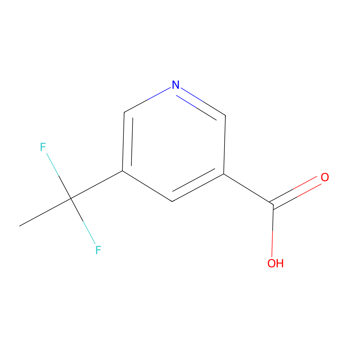 5-(1,1-Difluoroethyl)-3-pyridinecarboxylic acid molecular structure, CAS 1211530-26-5