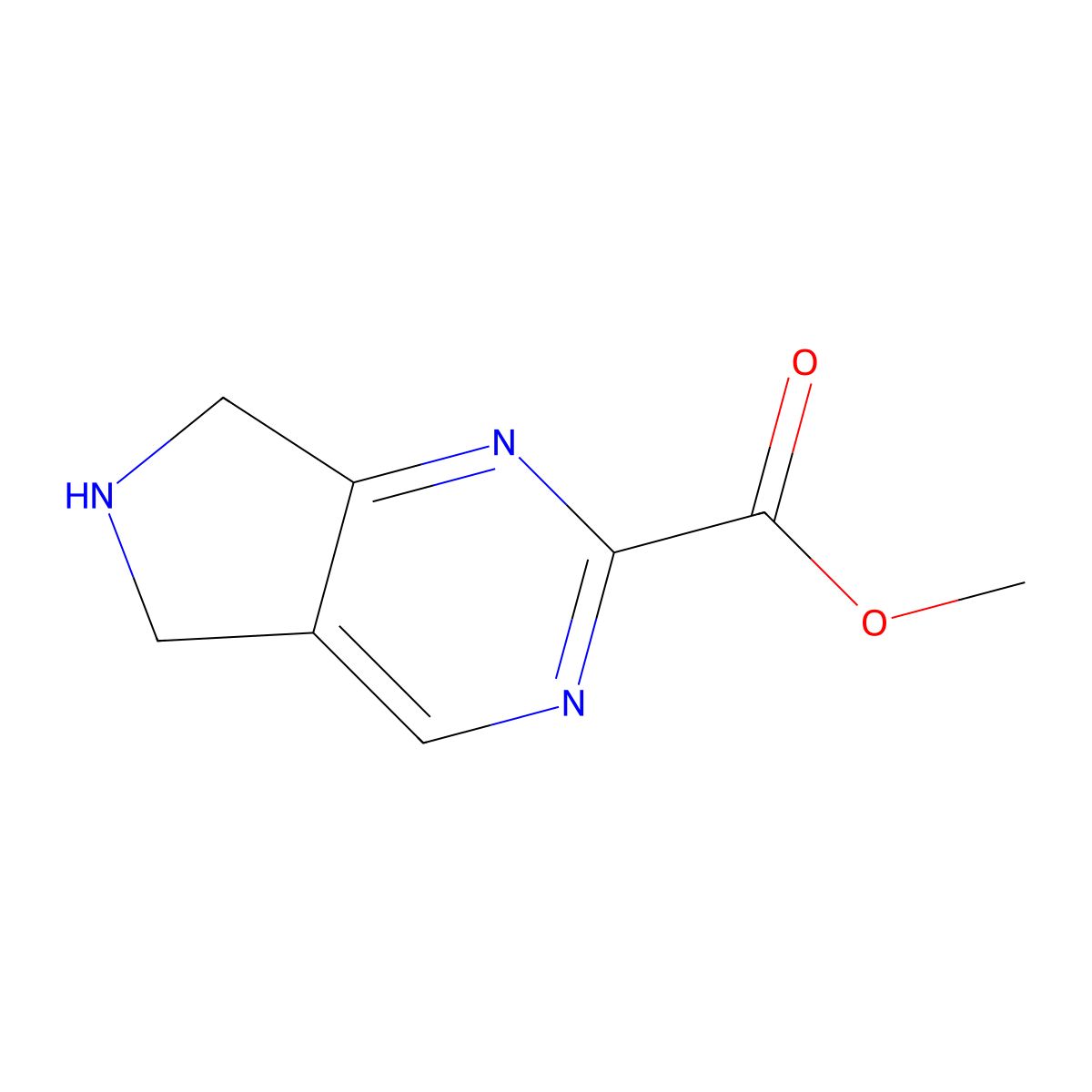 Methyl 6,7-dihydro-5H-pyrrolo[3,4-d]pyrimidine-2-carboxylate molecular structure, CAS 1211530-60-7