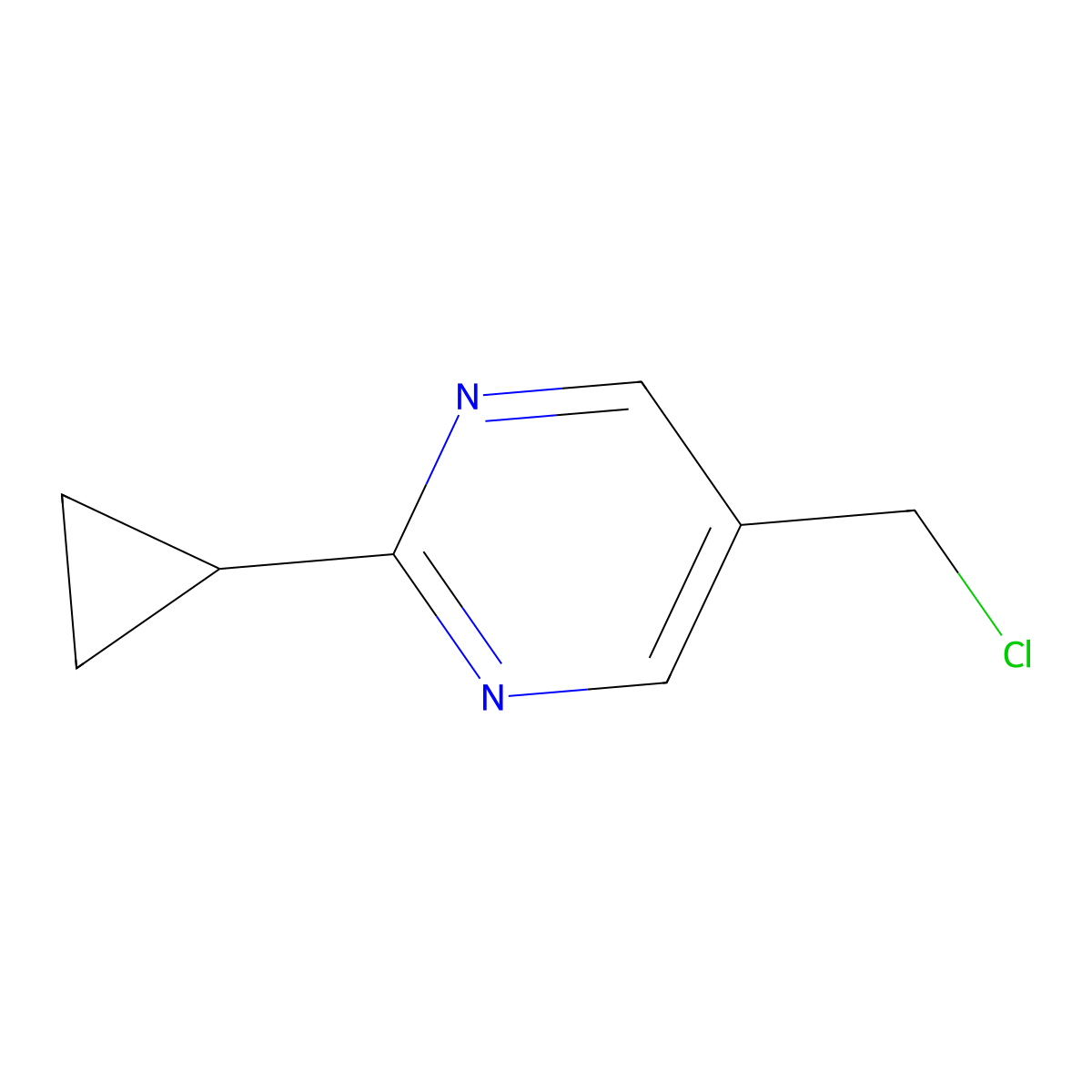 Pyrimidine, 5-(chloromethyl)-2-cyclopropyl- molecular structure, CAS 1211530-64-1