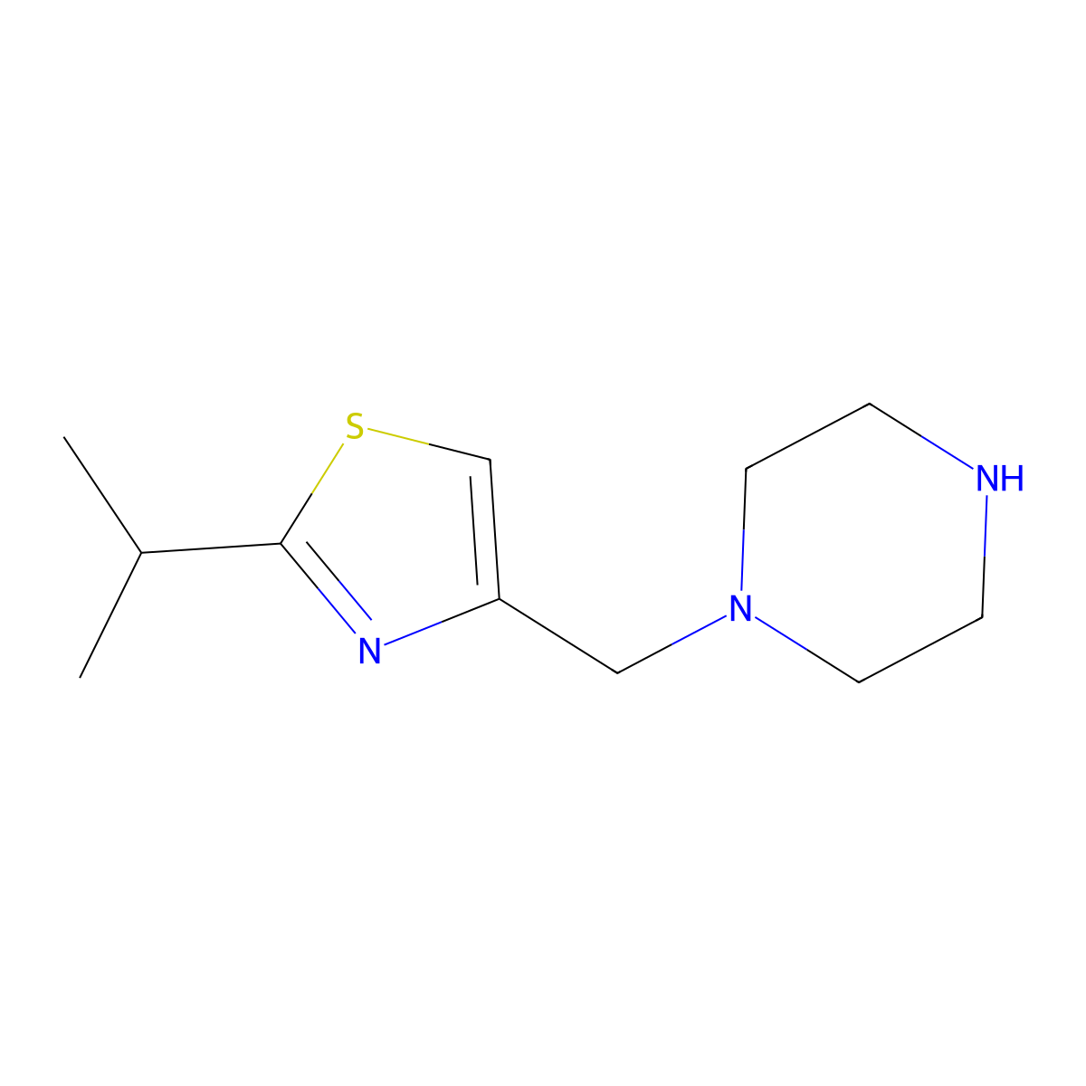 2-Isopropyl-4-(piperazin-1-ylmethyl)thiazole molecular structure, CAS 1211530-88-9