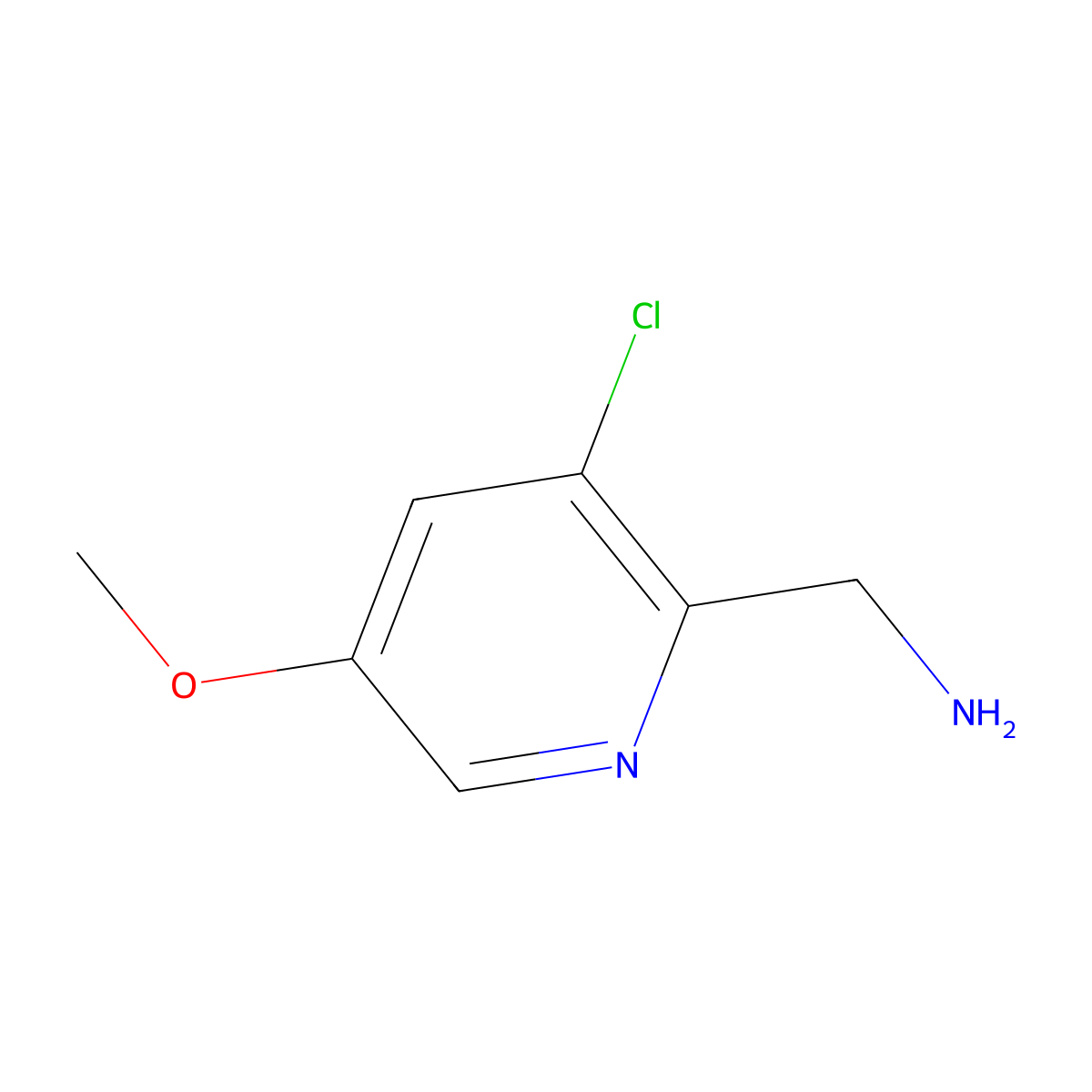 (3-Chloro-5-methoxypyridin-2-yl)methanamine molecular structure, CAS 1211531-53-1