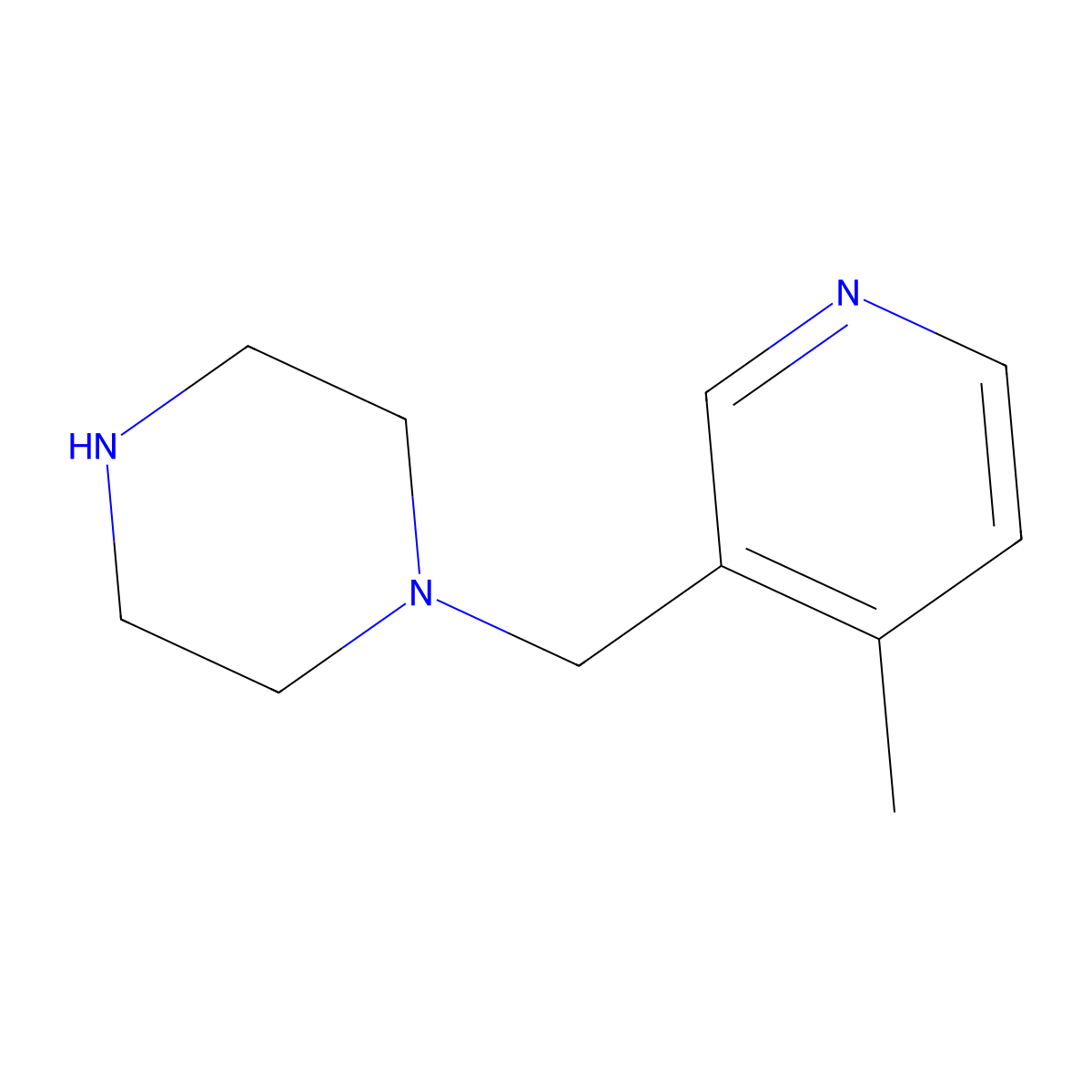 1-[(4-Methylpyridin-3-yl)methyl]piperazine molecular structure, CAS 1211531-72-4