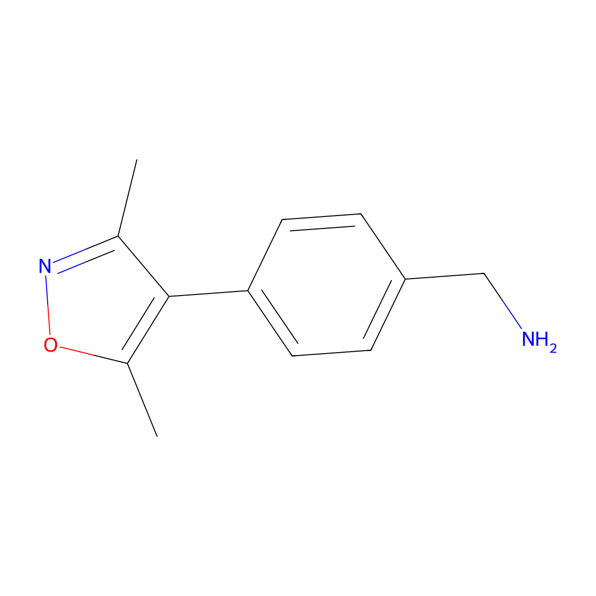(4-(3,5-Dimethylisoxazol-4-yl)phenyl)methanamine molecular structure, CAS 1211531-92-8