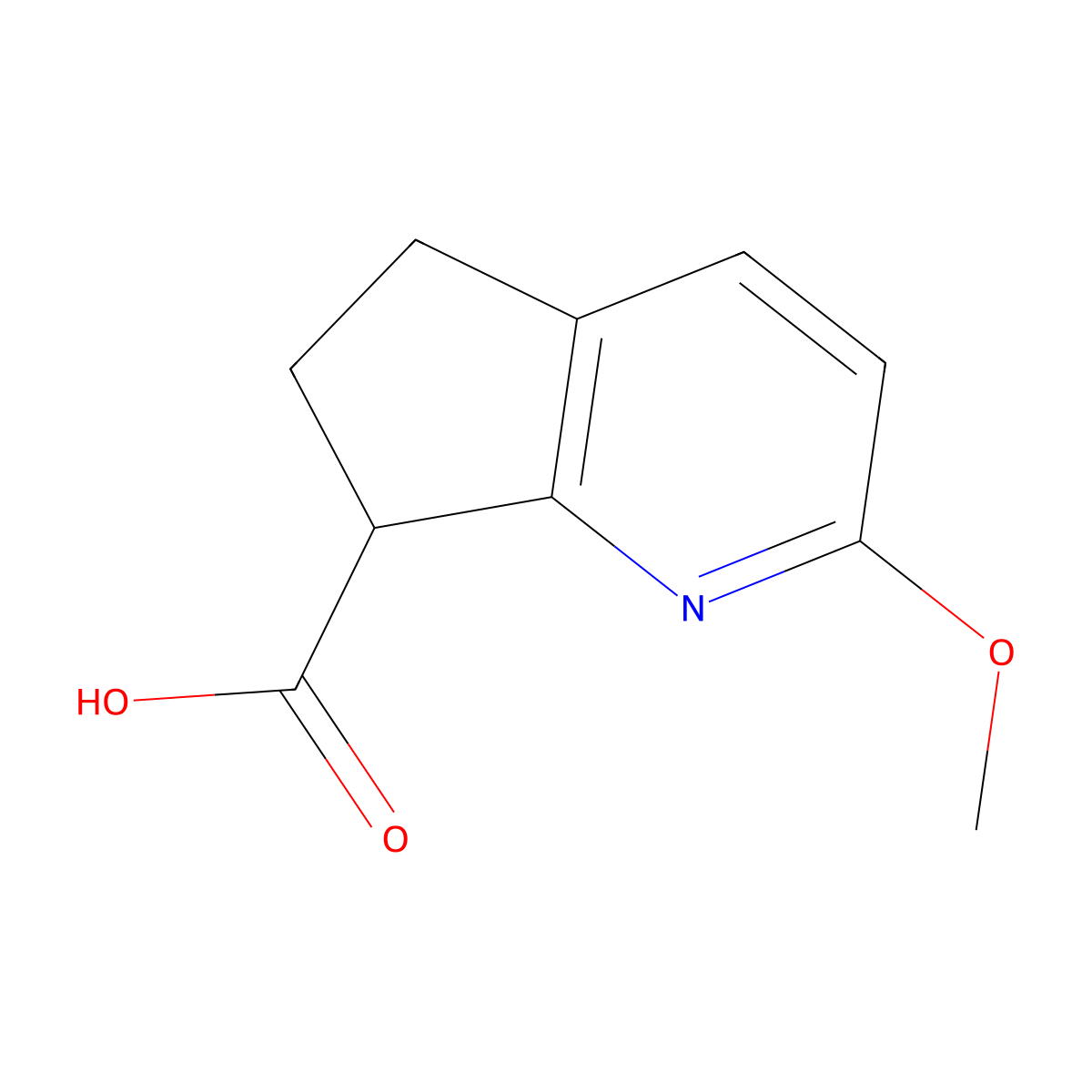 2-methoxy-5H,6H,7H-cyclopenta[b]pyridine-7-carboxylic acid molecular structure, CAS 1211532-20-5