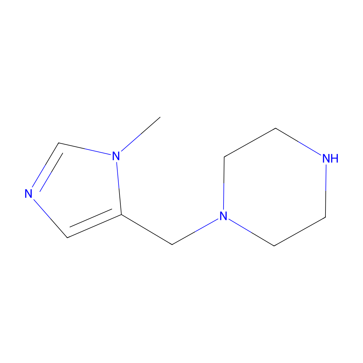 1-[(1-methyl-1H-imidazol-5-yl)methyl]piperazine molecular structure, CAS 1211532-27-2