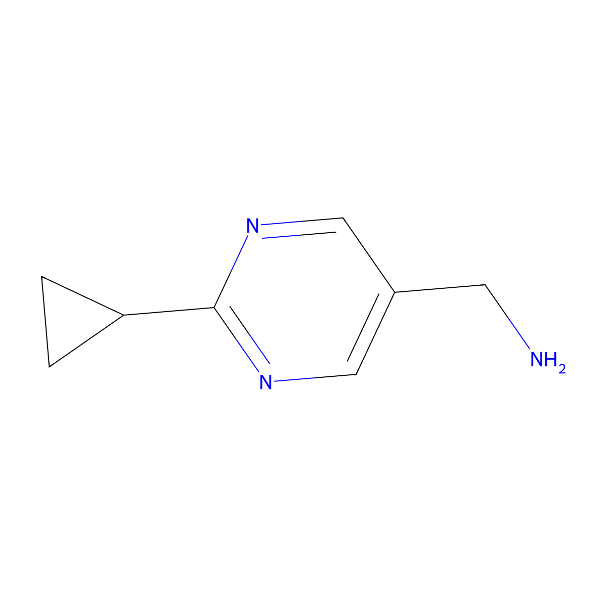 (2-Cyclopropylpyrimidin-5-YL)methanamine molecular structure, CAS 1211533-28-6