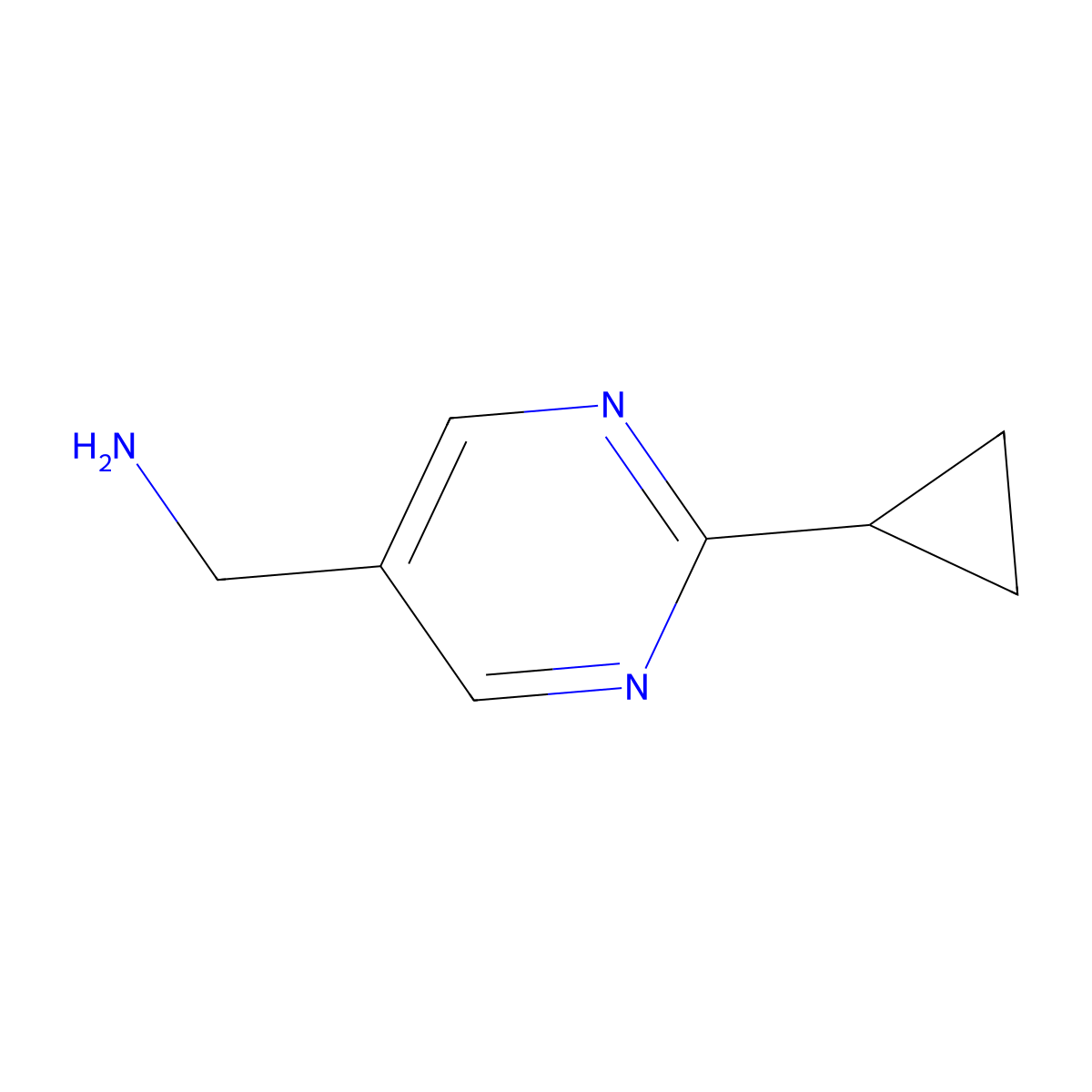(2-Cyclopropylpyrimidin-5-YL)methanamine molecular structure, CAS 1211533-28-6