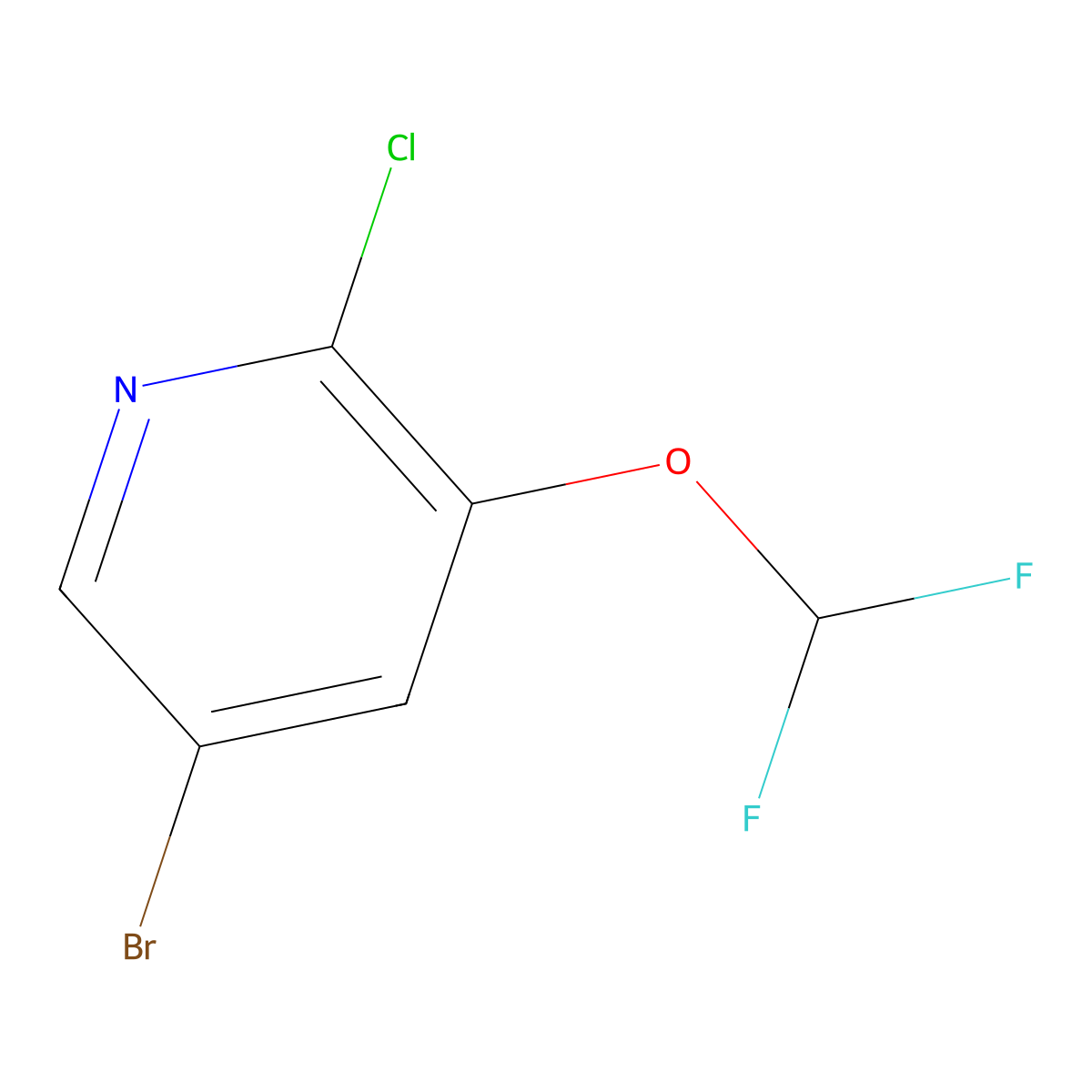 5-Bromo-2-chloro-3-(difluoromethoxy)pyridine molecular structure, CAS 1211533-38-8