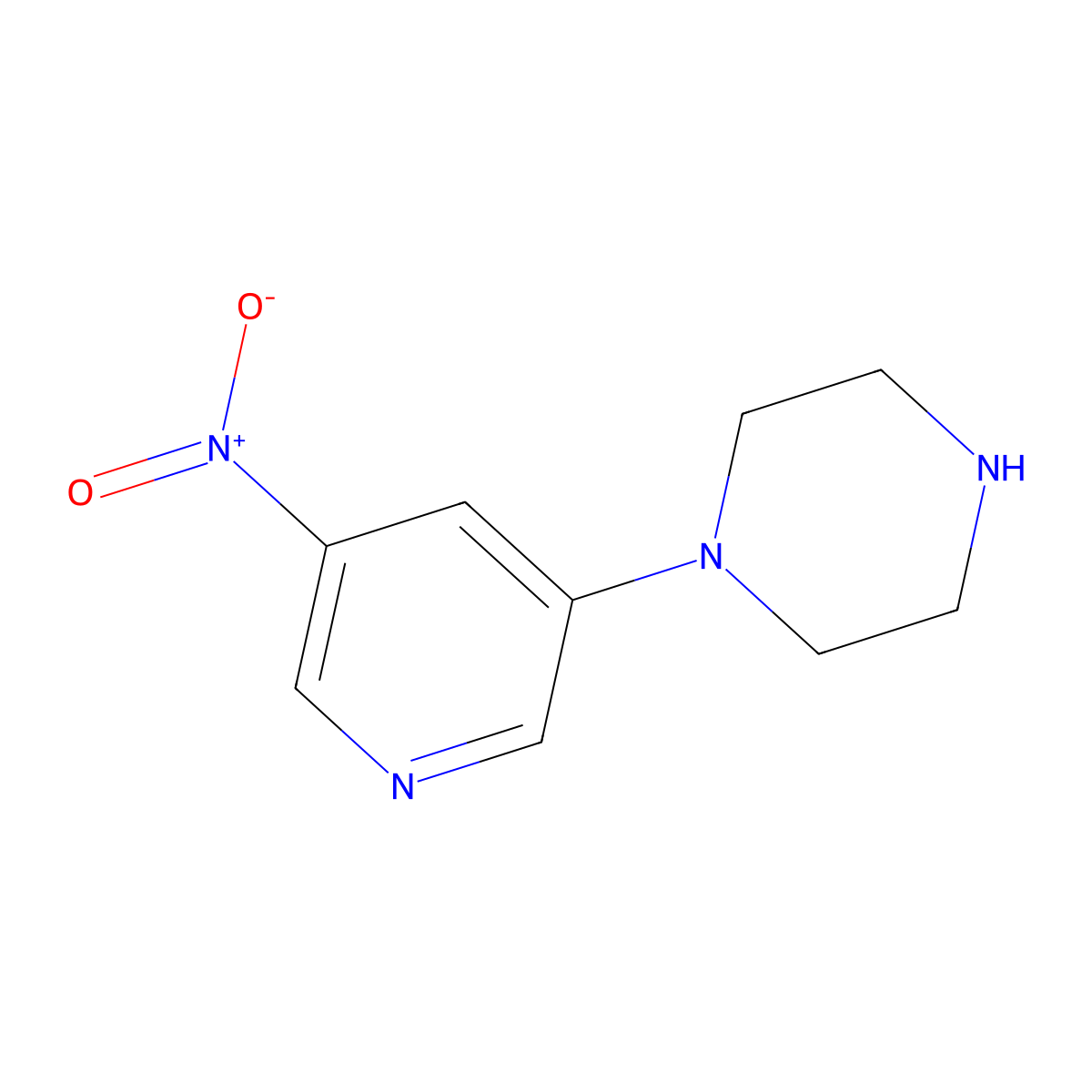 1-(5-Nitropyridin-3-yl)piperazine molecular structure, CAS 1211533-68-4