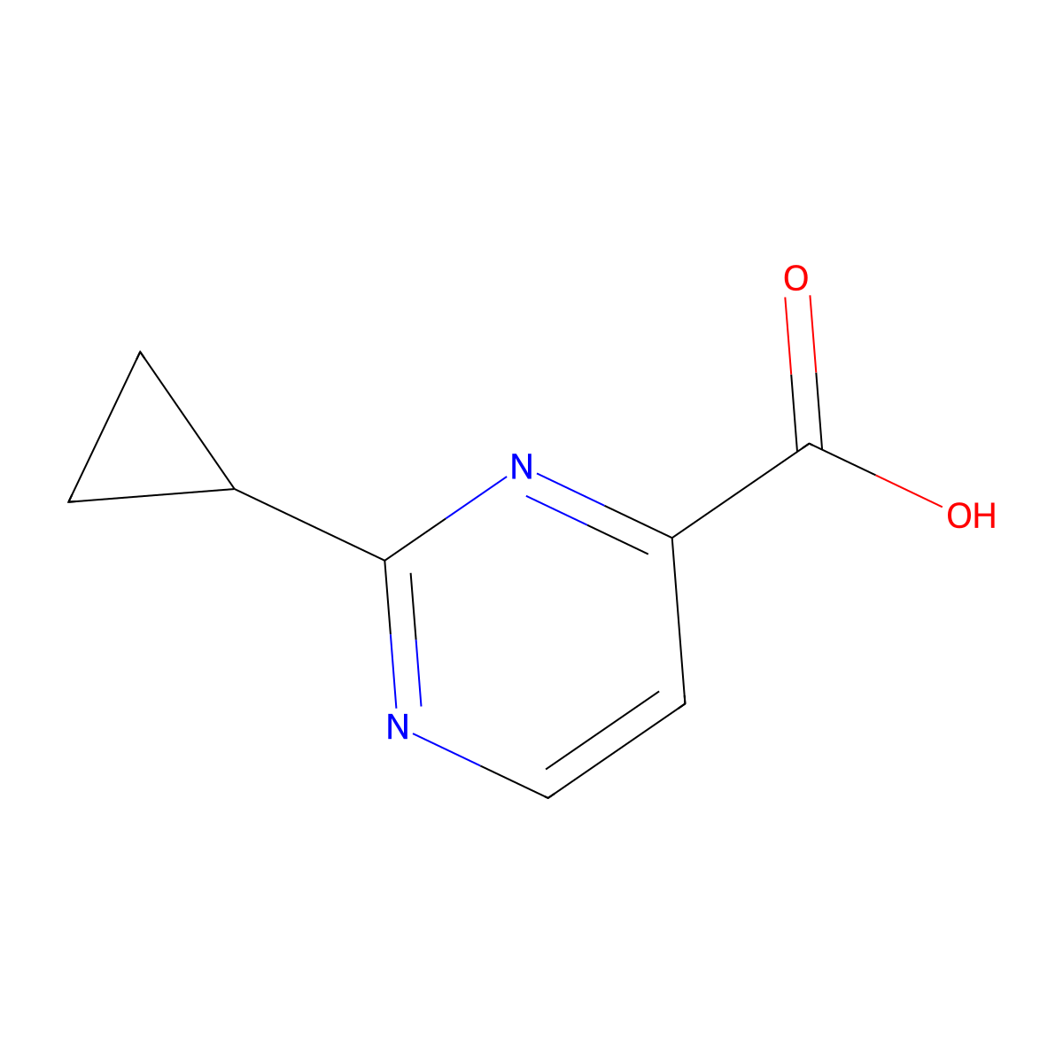 2-Cyclopropylpyrimidine-4-carboxylic acid molecular structure, CAS 1211533-70-8