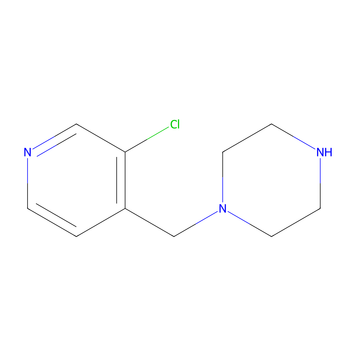 1-((3-Chloropyridin-4-yl)methyl)piperazine molecular structure, CAS 1211533-84-4