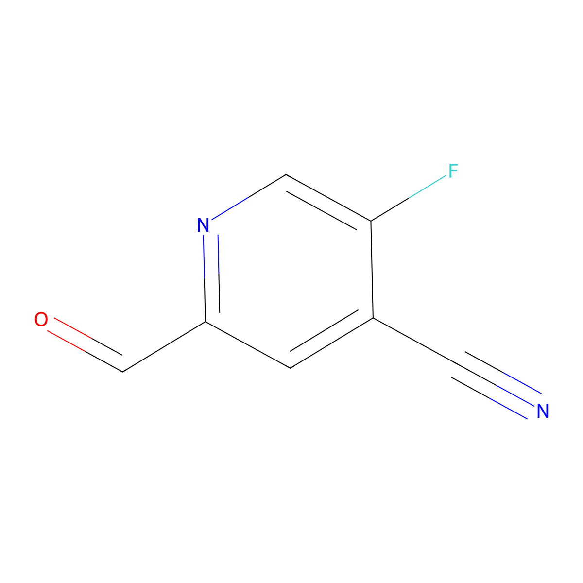5-Fluoro-2-formylisonicotinonitrile molecular structure, CAS 1211534-12-1