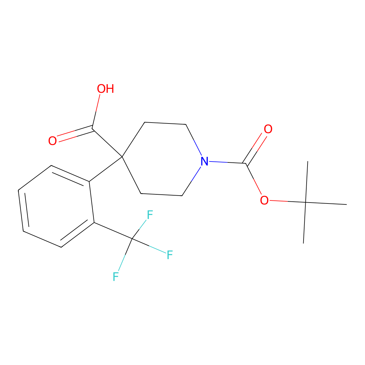 1-(tert-Butoxycarbonyl)-4-[2-(trifluoromethyl)phenyl]piperidine-4-carboxylic aci molecular structure, CAS 1211534-42-7
