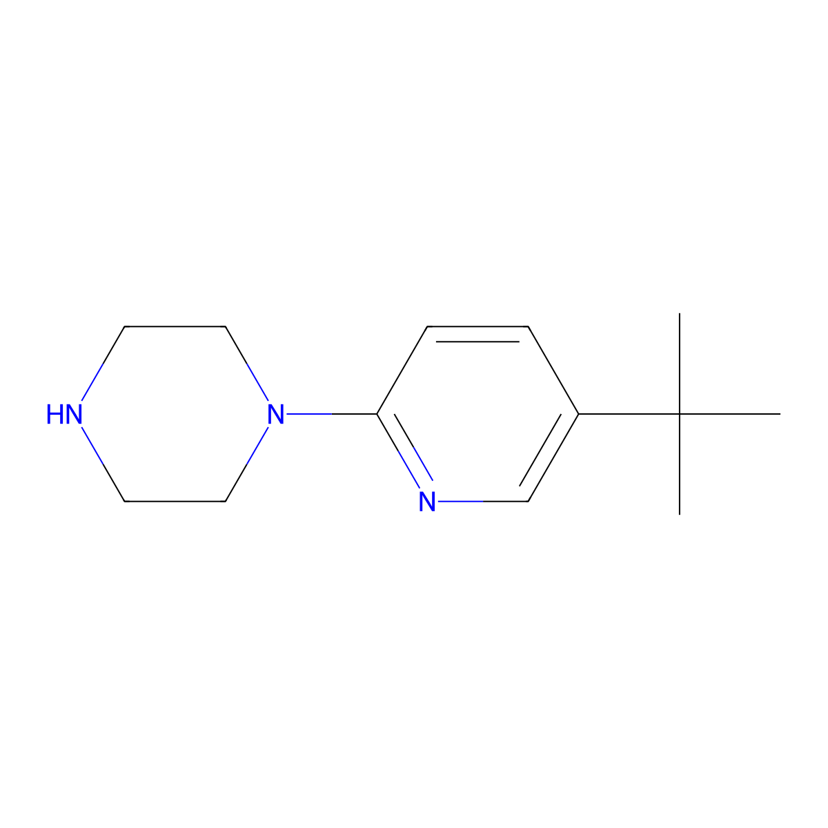 1-[5-(1,1-Dimethylethyl)-2-pyridinyl]piperazine molecular structure, CAS 1211534-45-0