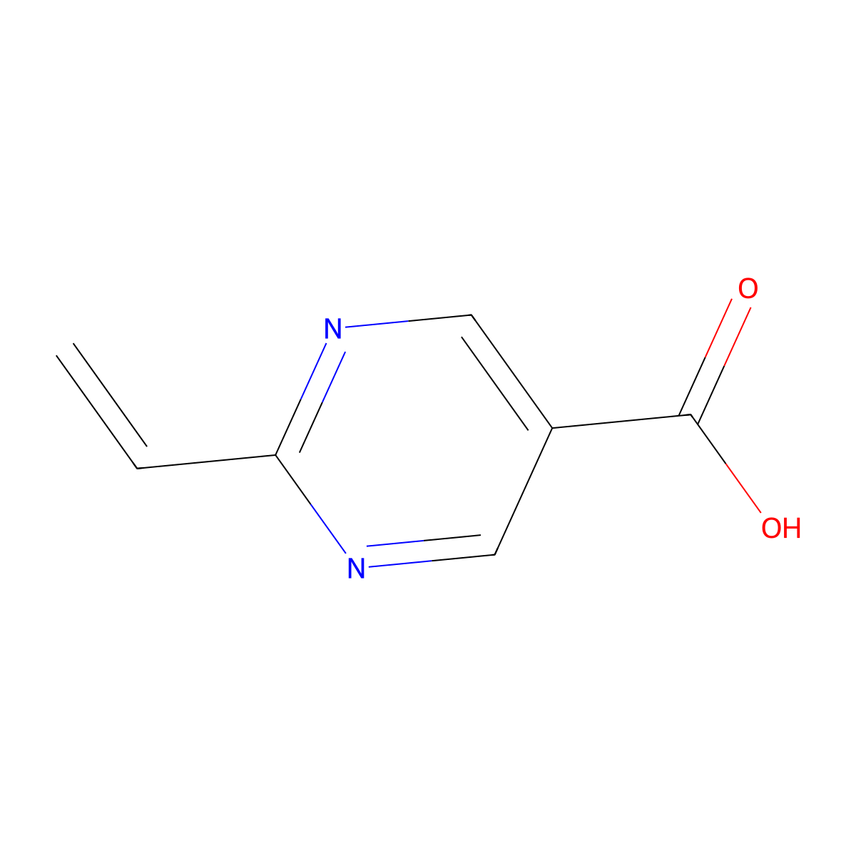 2-Ethenylpyrimidine-5-carboxylicacid molecular structure, CAS 1211534-46-1