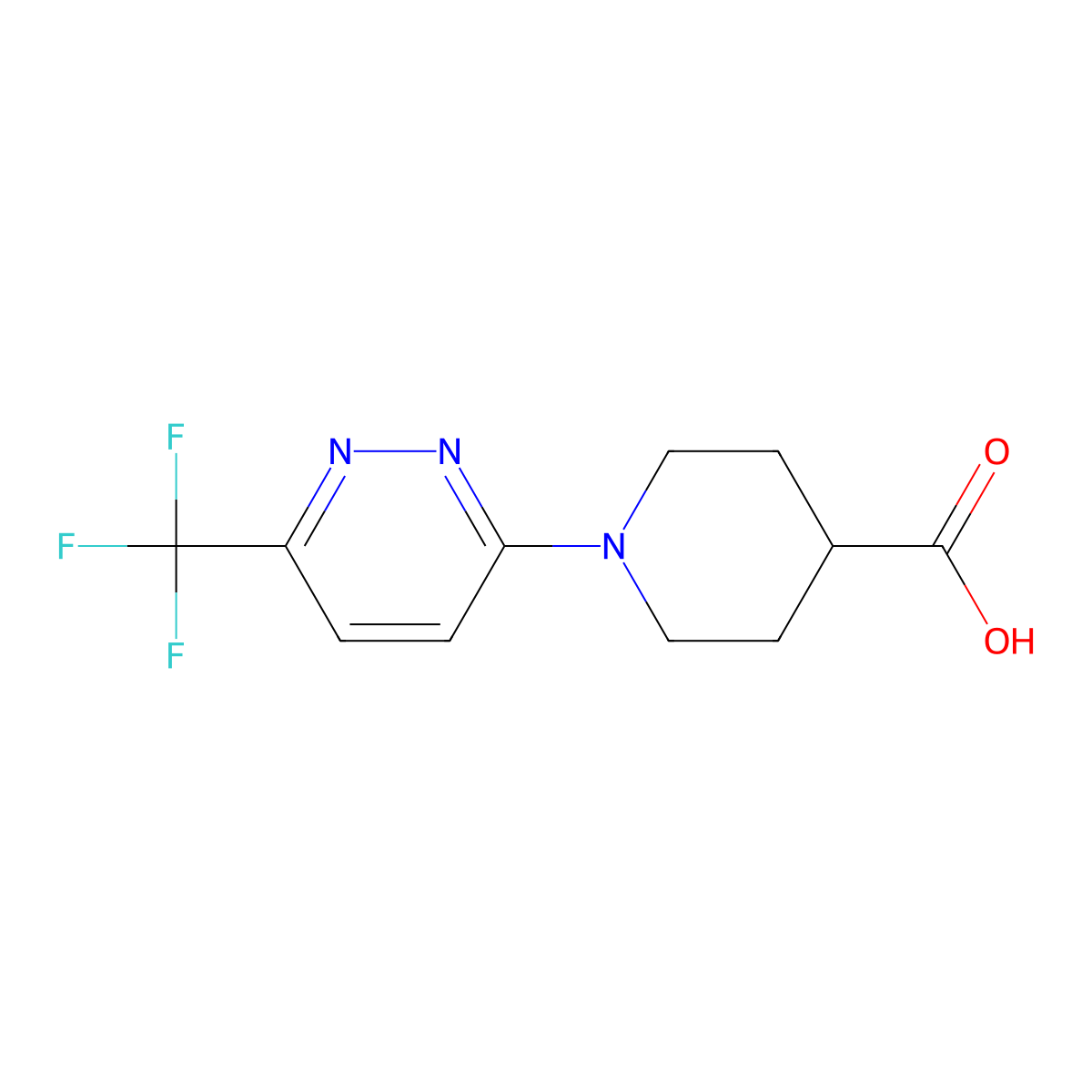 1-[6-(Trifluoromethyl)pyridazin-3-yl]piperidine-4-carboxylic acid molecular structure, CAS 1211534-85-8