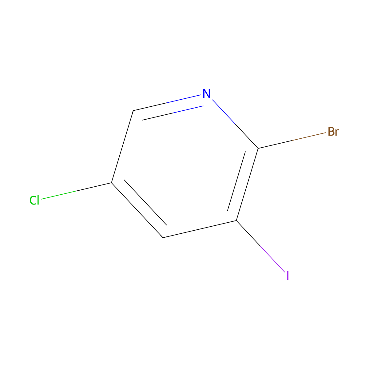 2-Bromo-5-chloro-3-iodopyridine molecular structure, CAS 1211535-24-8