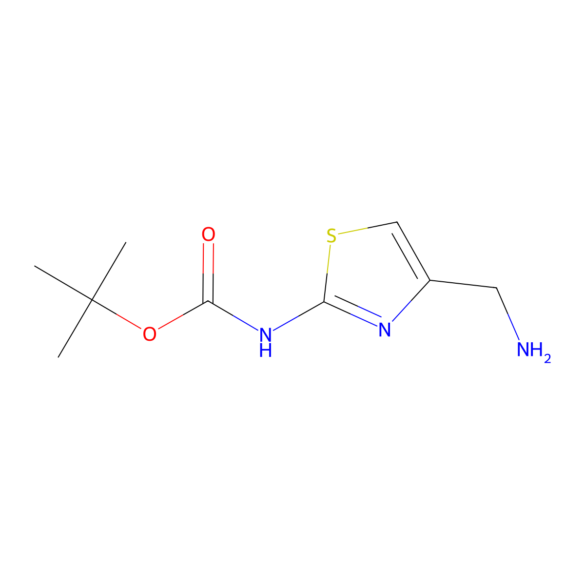 Tert-butyl (4-(aminomethyl)thiazol-2-yl)carbamate molecular structure, CAS 1211535-27-1