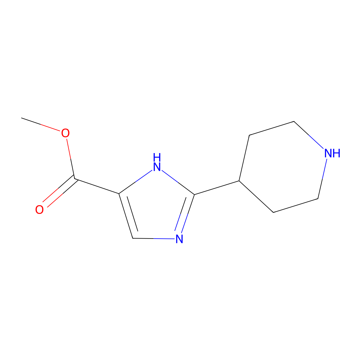 methyl 2-(piperidin-4-yl)-1H-imidazole-4-carboxylate molecular structure, CAS 1211535-44-2