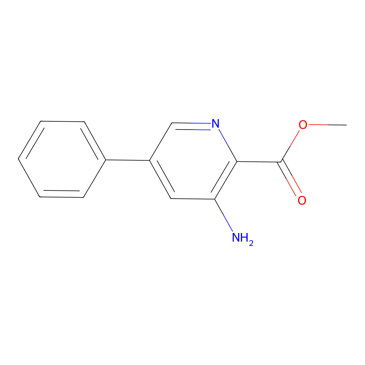Methyl 3-amino-5-phenylpicolinate molecular structure, CAS 1211536-04-7