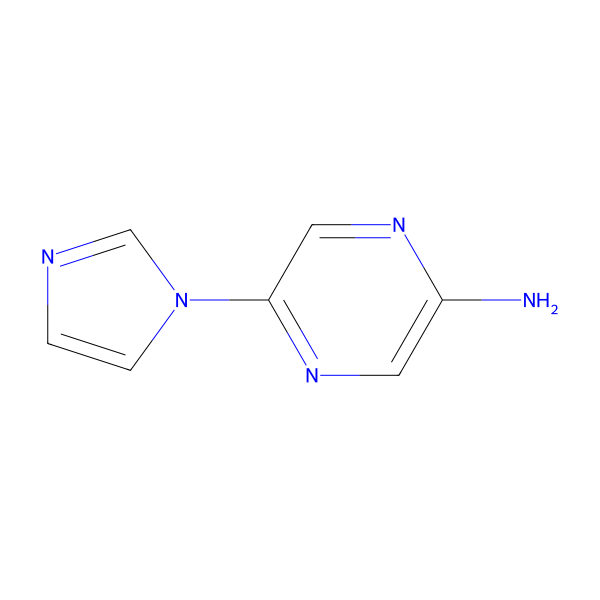 2-Amino-5-(imidazol-1-yl)pyrazine molecular structure, CAS 1211536-30-9