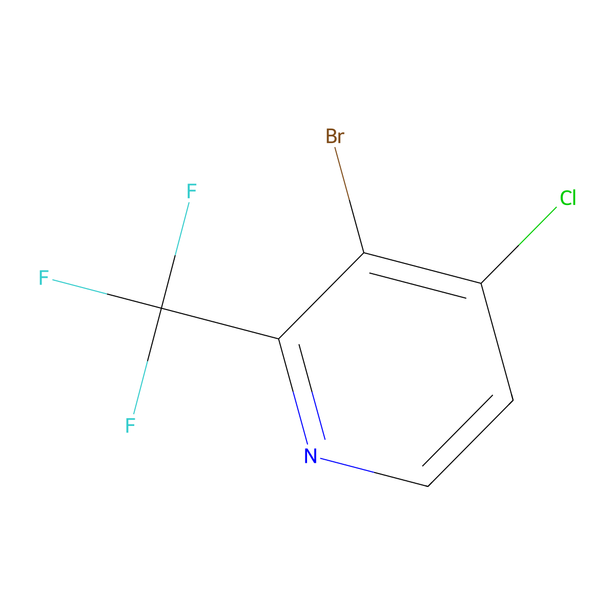 3-Bromo-4-chloro-2-(trifluoromethyl)pyridine molecular structure, CAS 1211536-37-6