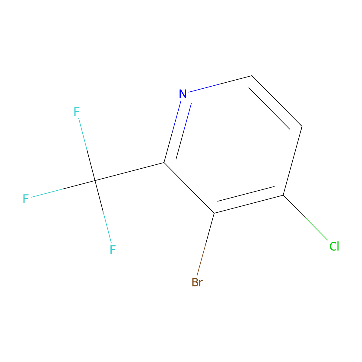 3-Bromo-4-chloro-2-(trifluoromethyl)pyridine molecular structure, CAS 1211536-37-6