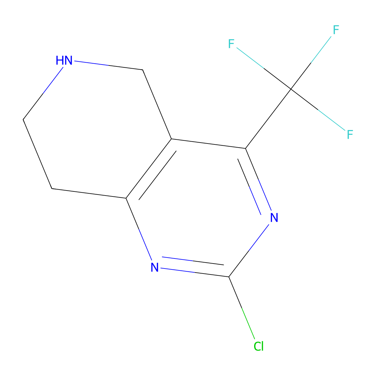 2-chloro-4-(trifluoromethyl)-5H,6H,7H,8H-pyrido[4,3-d]pyrimidine molecular structure, CAS 1211536-64-9