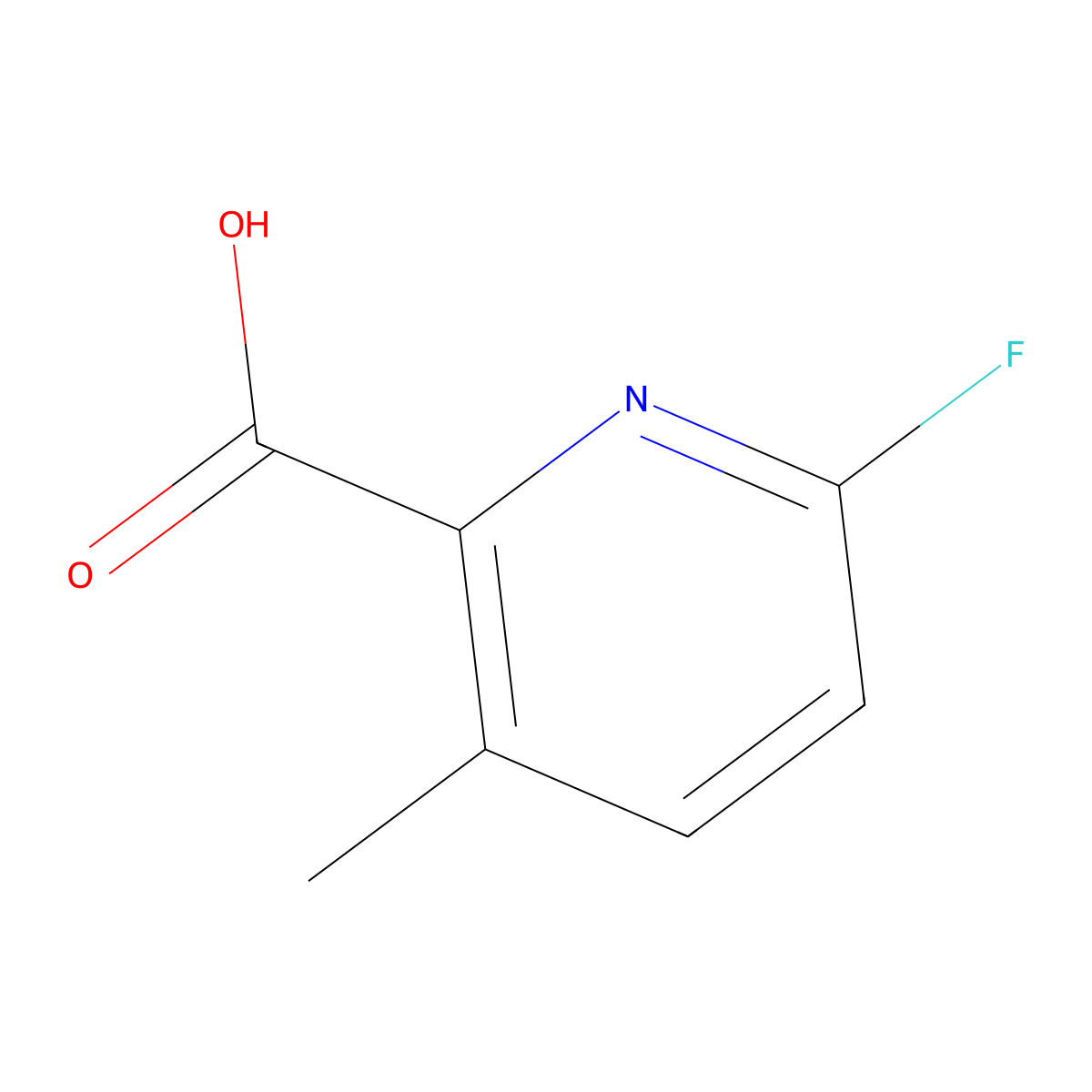 6-Fluoro-3-methylpyridine-2-carboxylic acid molecular structure, CAS 1211536-96-7