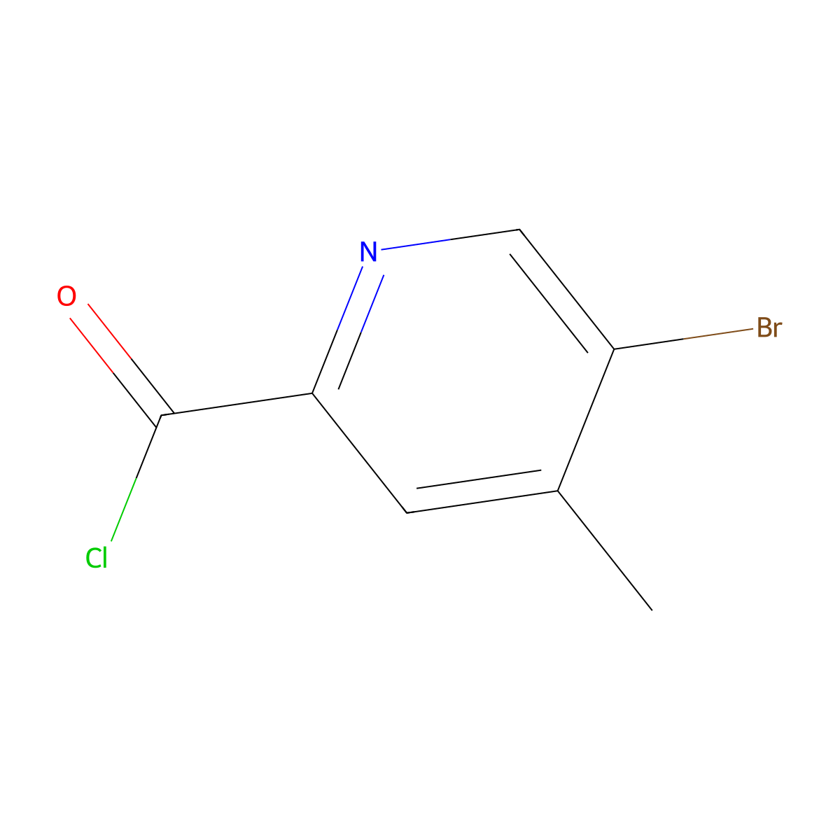 5-Bromo-4-methylpyridine-2-carbonyl chloride molecular structure, CAS 1211537-23-3